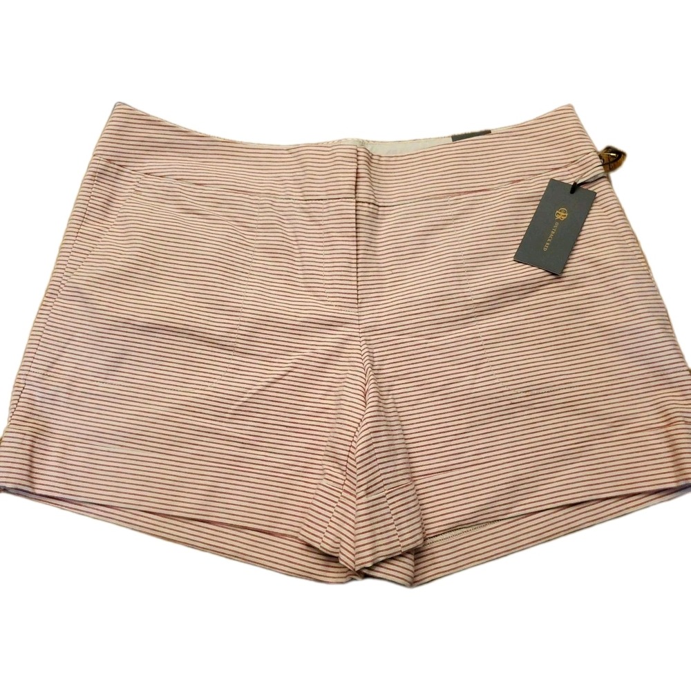 Outback Red Women's Chino Shorts sz 10 Cuffed, Red & White Stripe Stretch Cotton